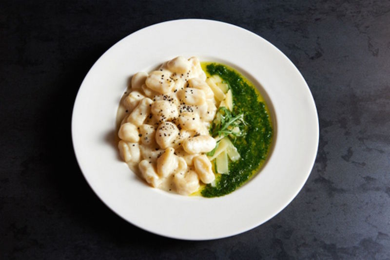 Bottura’s surprisingly light four-cheese gnocchi enjoys good hit of acidity thanks to a drizzle of rocket pesto. — TODAY pic