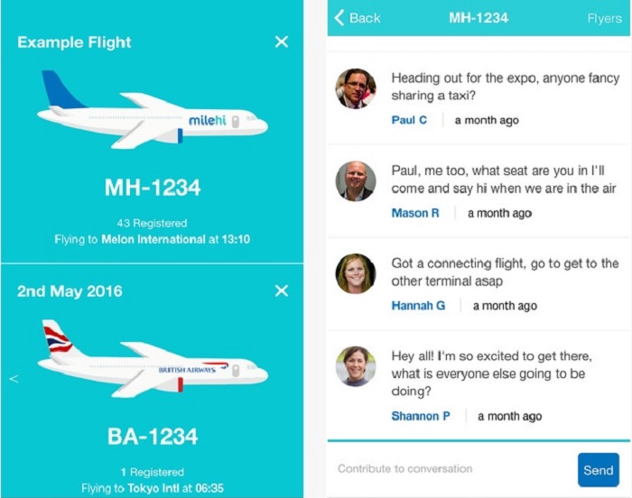 The new MileHi app will help you socialise and network with your fellow flyers.