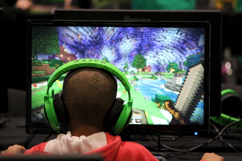 A child plays video game Minecraft at the Minecon convention in London July 5, 2015. u00e2u20acu201d Reuters pic
