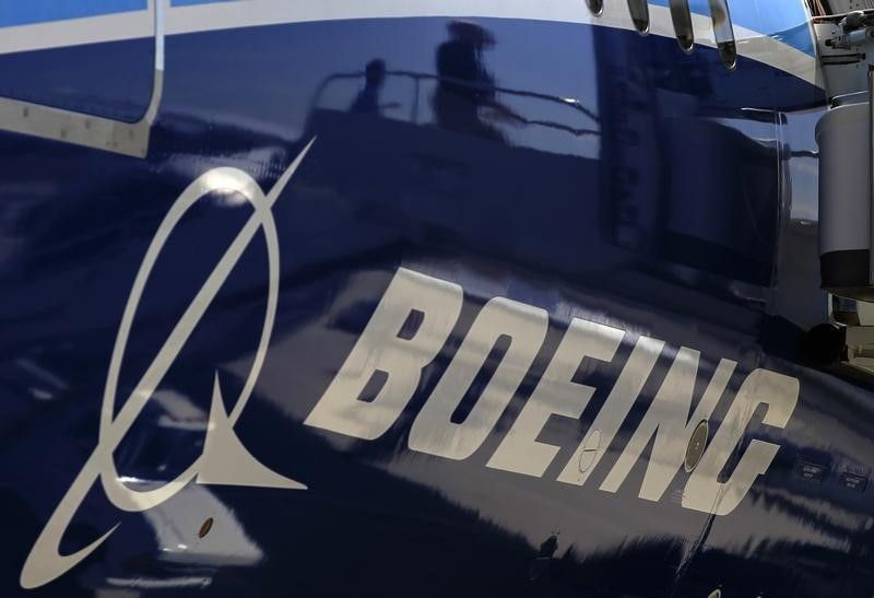 The Boeing logo seen on a Boeing 787 Dreamliner airplane in Long Beach, California, March 14, 2012. REUTERS/Lucy Nicholson