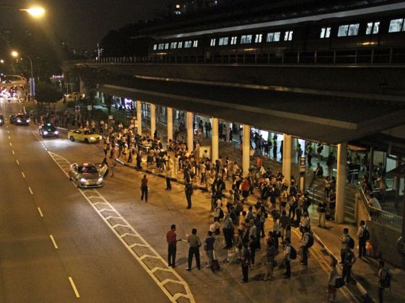 Crowds gathered for shuttle services at Yew Tee MRT station. u00e2u20acu2022 Today pic