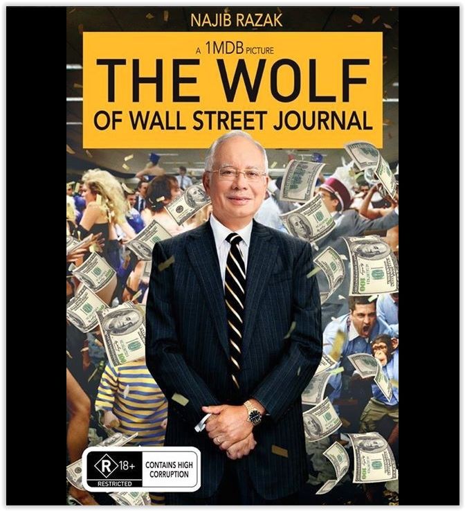 Popular movie titles lampooned under #1MDBMovies included 'The Wolf of Wall Street Journal'. u00e2u20acu201d Facebook screencap