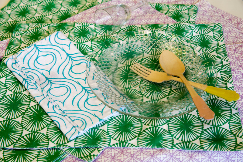 Colourful, silk screen-printed napkins from Nala Designs gives a touch of whimsy to your table settings.