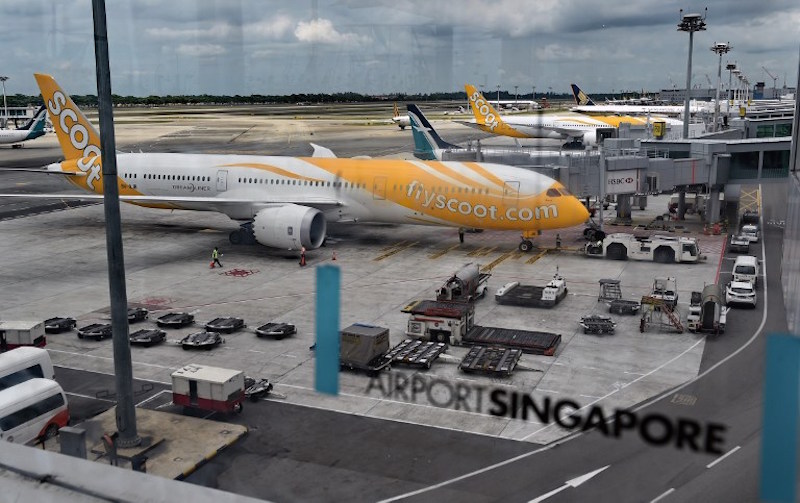 Boeing 787 Dreamliner aircraft operated by long-haul budget carrier Scoot, a subsidiary of Singapore Airlines, are parked on the apron at the Changi international airport terminal in Singapore May 28, 2015. u00e2u20acu201d AFP pic