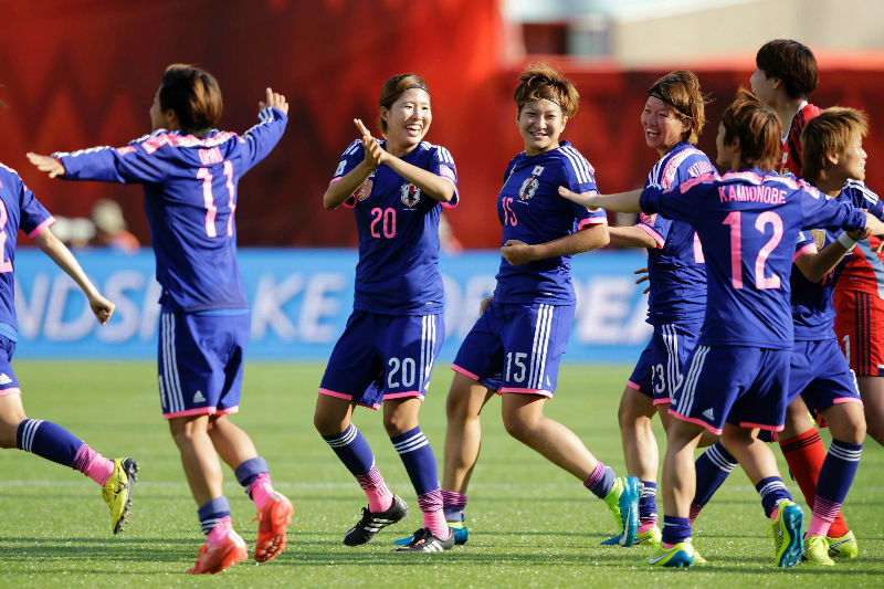 Japan celebrates after beating England in the semi-finals of the FIFA 2015 Womenu00e2u20acu2122s World Cup at Commonwealth Stadium, Edmonton, Canada, July 1, 2015. u00e2u20acu201d Erich Schlegel-USA TODAY Sports/Reuters pic