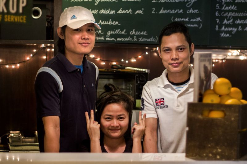 The friendly faces of three of Grizzly's baristas (from left): Nay Blut, Jenny and Solar.