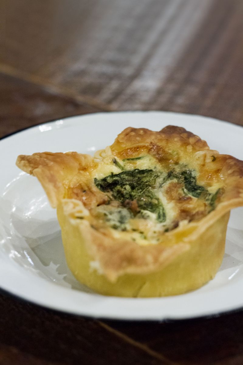 Mini salmon quiche.