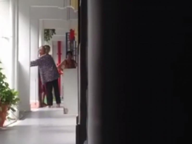 A screenshot from the viral video of Ms Kamisah Burel being hit by her daughter u00e2u20acu201d TODAY pic 