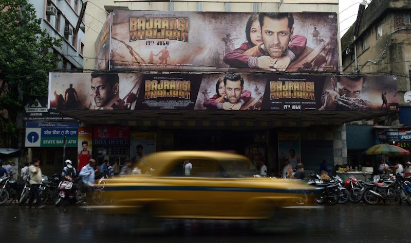 Posters for recently-released film ‘Bajrangi Bhaijaan’ starring Bollywood actor Salman Khan are seen in Kolkata July 27, 2015. — AFP pic