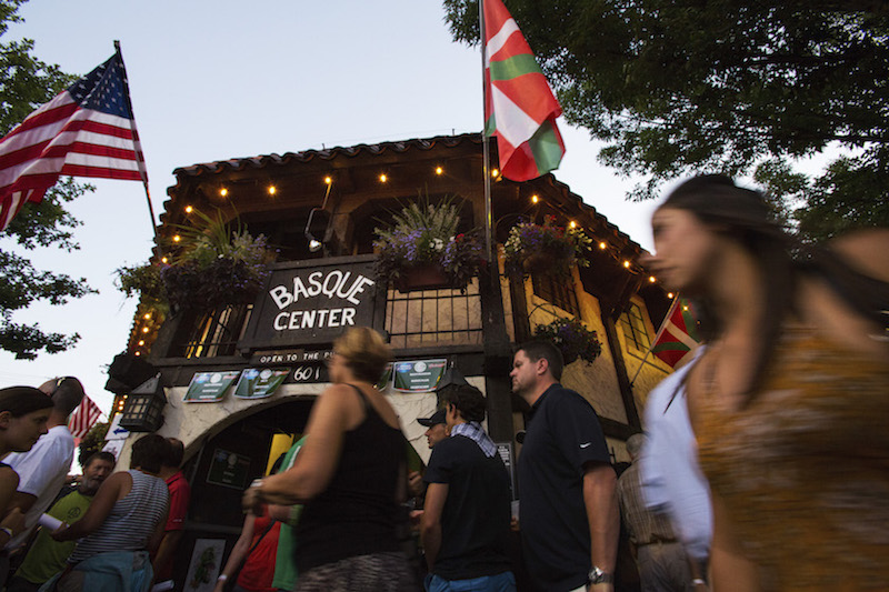 People outside the Basque Centre during the Jaialdi celebration, in Boise, Idaho, July 30, 2015. — Picture by Ruth Fremson/The New York Times