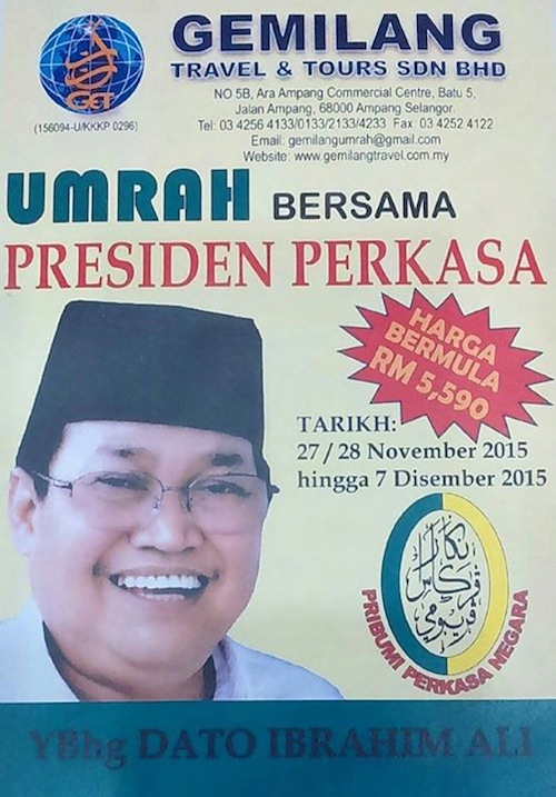 The poster on Facebook by travel agency Gemilang Travel and Tours.