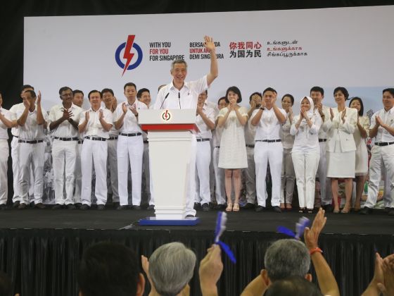 Prime Minister Lee Hsien Loong speaking at the launch of the manifesto. u00e2u20acu201d Todayonline pic