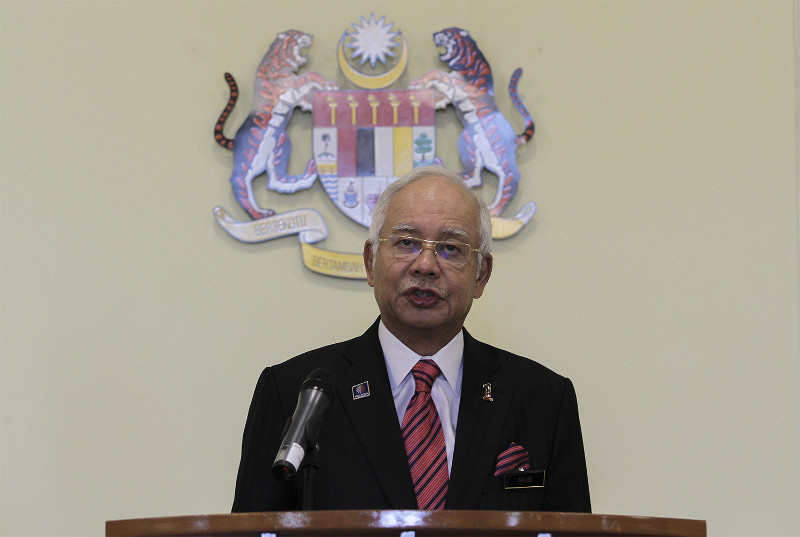Prime Minister Datuk Seri Najib Razak speaks to members of the media during a press conference at his office in Putrajaya, August 14, 2015. u00e2u20acu201d Picture by Yusof Mat Isa