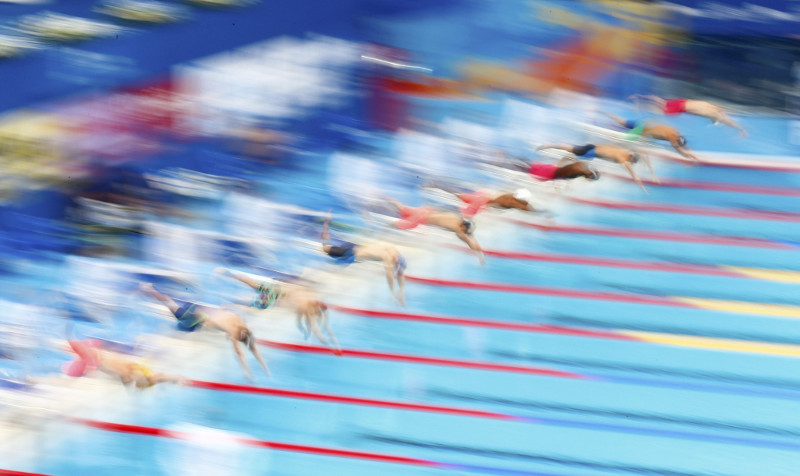 Competitors start in a men's 100m freestyle heat at the Aquatics World Championships in Kazan, Russia, August 5, 2015. u00e2u20acu201d Reuters pic