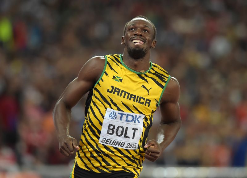 Usain Bolt reacts after winning the 100m in 9.79 in the World Athletics Championships at National Stadium in Beijing, August 23, 2015. u00e2u20acu201d AFP pic