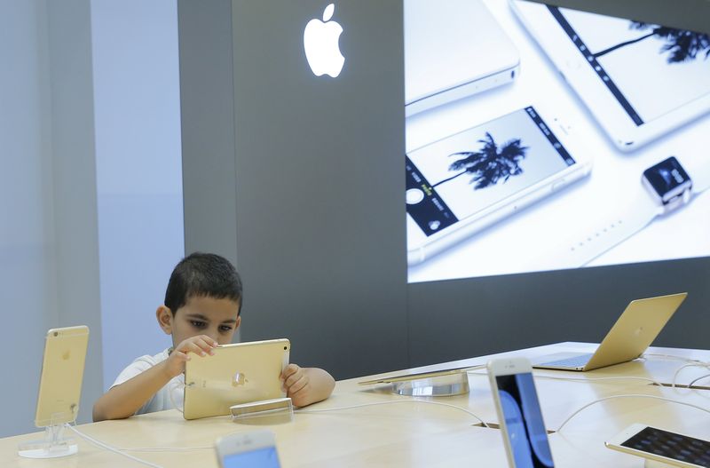 A boy views an iPad at an Apple shop in the Central Universal Department Store in Moscow, July 31, 2015. u00e2u20acu201d Reuters pic 