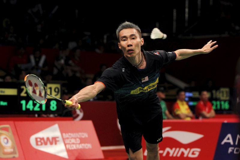 Malaysiau00e2u20acu2122s Lee Chong Wei hits a return to Germanyu00e2u20acu2122s Marc Zwiebler during their menu00e2u20acu2122s singles badminton match at the BWF World Championship in Jakarta. u00e2u20acu201d Reuters pic