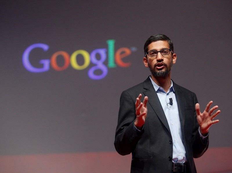 Sundar Pichai, Google's senior vice president of products, speaks during a presentation at the Mobile World Congress in Barcelona March 2, 2015. u00e2u20acu201d Reuters pic 