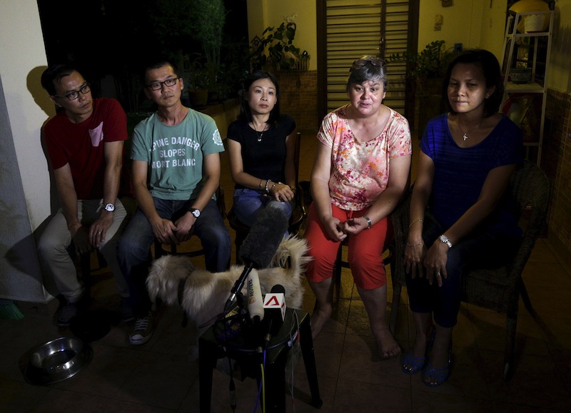 (From right) Victim's family member Melanie Antonio, Jacquita Gomes, Elaine Chew, Lee Khim Fatt and Choi Loong Chow speak to the media in Kuala Lumpur, Malaysia, August 5, 2015. u00e2u20acu201d Reuters pic