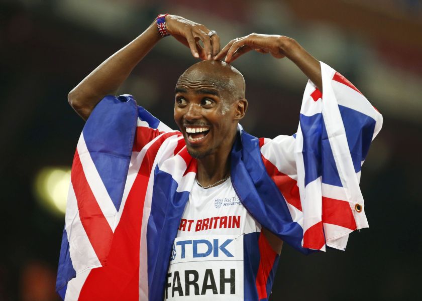 Mo Farah of Britain reacts after winning the men's 10000m event during the 15th IAAF World Championships at the National Stadium in Beijing, China August 22, 2015. u00e2u20acu201d Reuters pic