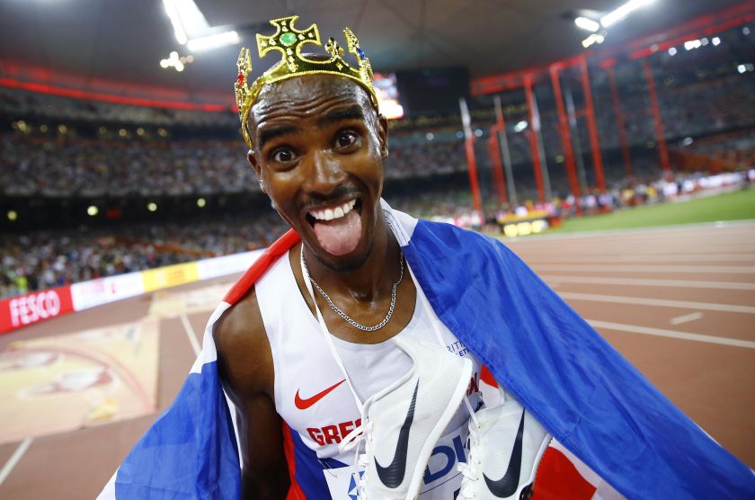 Mo Farah of Britain reacts after winning the menu00e2u20acu2122s 5000 metres final at the 15th IAAF Championships at the National Stadium in Beijing, China August 29, 2015. u00e2u20acu201d Reuters pic