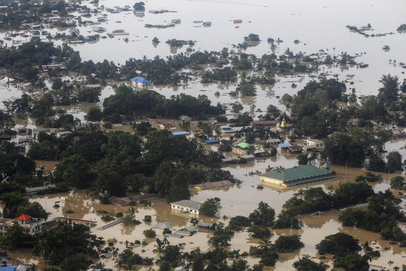 An aerial view of a flooded village in Kalay township at Sagaing division, August 2, 2015. — Reuters pic