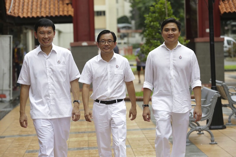 The People's Action Party unveiled three new candidates for Bishan-Toa Payoh GRC on Aug 12, 2015 (from left) Chee Hong Tat, Chong Kee Hiong and Me Saktiandi bin Supaat. u00e2u20acu201d TODAY pic
