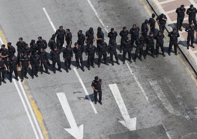 Police block a road ahead of a protest organised by pro-democracy group u00e2u20acu02dcBersihu00e2u20acu2122 in Kuala Lumpur August 29, 2015. u00e2u20acu201d Reuters pic
