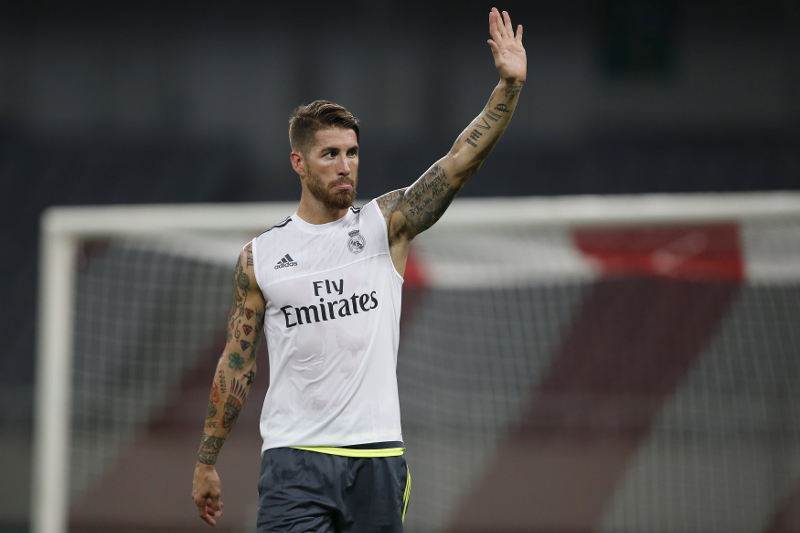 Sergio Ramos of Real Madrid attends a training session ahead of a friendly soccer match against AC Milan in Shanghai,July 29, 2015. u00e2u20acu201d Reuters pic