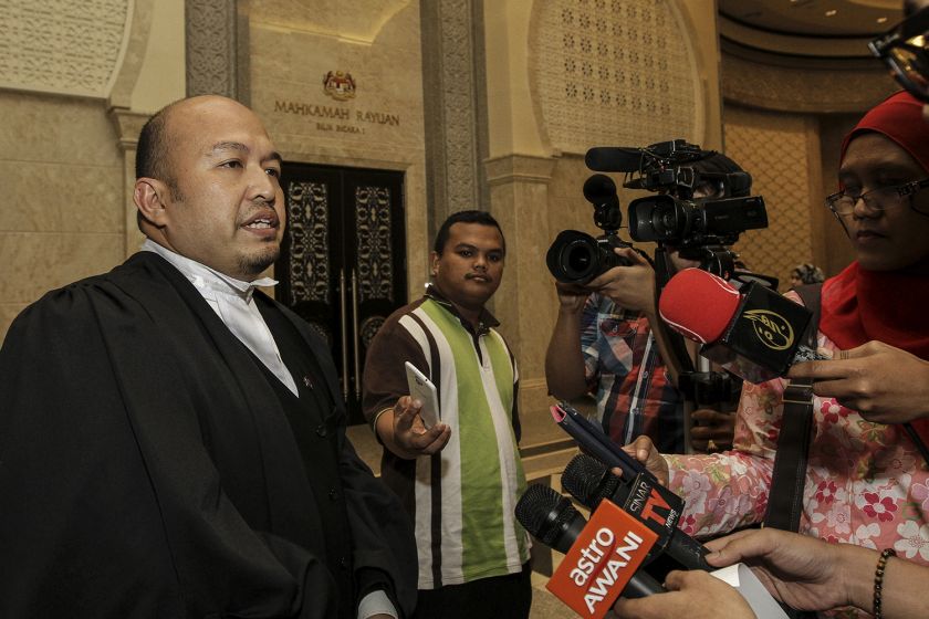 Lawyer Shamsul Bolhassan speaks to reporters, August 13, 2015. u00e2u20acu201d Picture by Yusof Mat Isa 