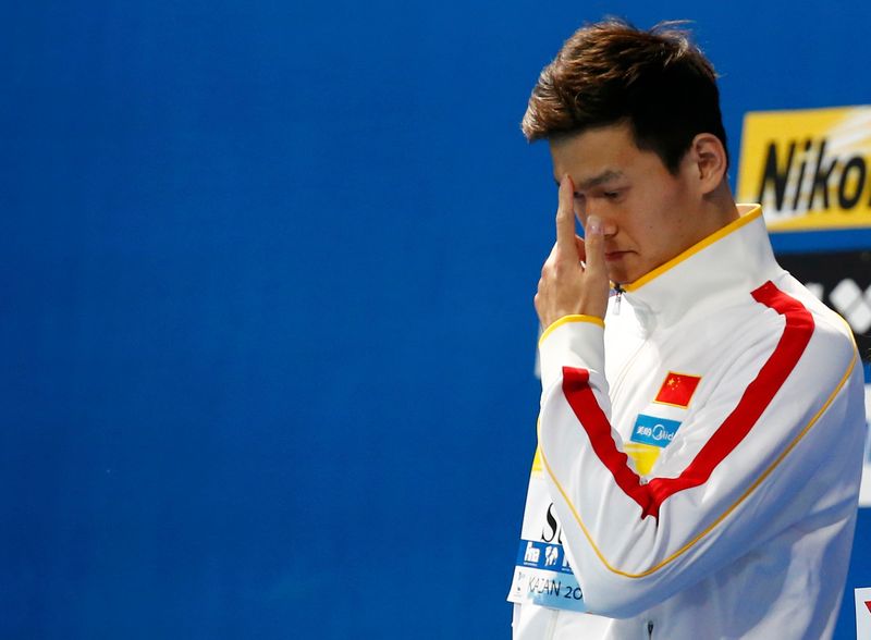 China's Sun Yang is awarded for best men's swimmer of the championships, at the Aquatics World Championships in Kazan, Russia, August 9, 2015. u00e2u20acu201d Reuters pic