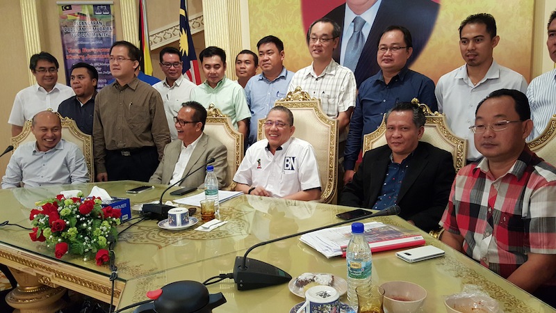 Datuk Seri Fadillah Yusof (seated, centre) at the press conference after State BN Youth meeting on Sept 18, 2015. u00e2u20acu201du00c2u00a0Picture by Sulok Tawie