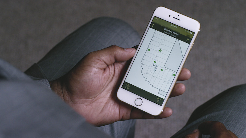 An undated handout photo shows the Hilton hotel chain app, which allows direct-booking guests to have the ability to choose their exact room. — Picture by Hilton Worldwide via The New York Times