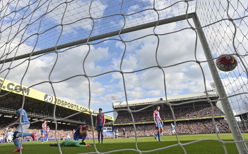 Kelechi Iheanacho (left) celebrates after scoring the first goal for Manchester City during the Crystal Palace v Manchester City Barclays Premier League match at Selhurst Park, September 12, 2015. u00e2u20acu201d Reuters pic