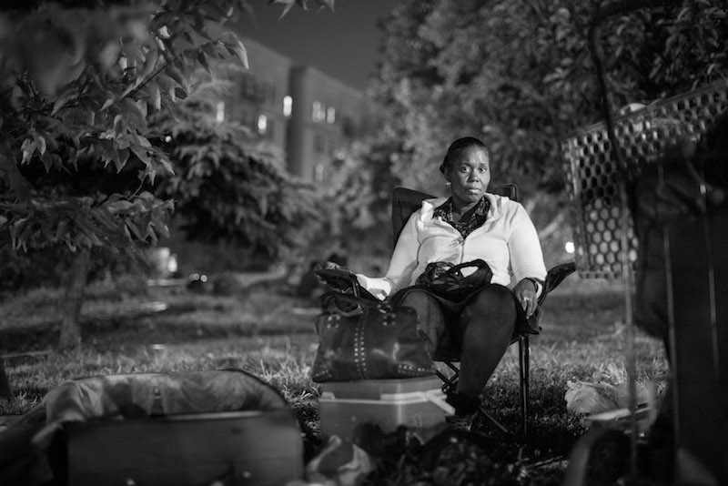 Dawn Johnson, who has been homeless since 2013 with her domestic partner, Mohamed Diallo, at Joyce Kilmer Park in New York, September 2, 2015. — Picture by Joshua Bright/The New York Times