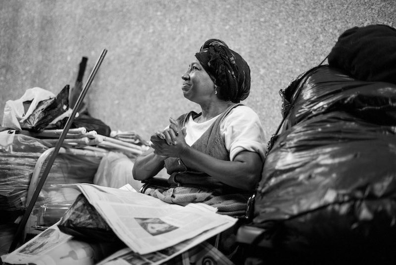 Jerelyn Fisher, 63, who has been homeless since 2003 and avoids the shelter system because she says she finds the other residents challenging, near Tompkins Square Park in New York, September 3, 2015. — Picture by Joshua Bright/The New York Times