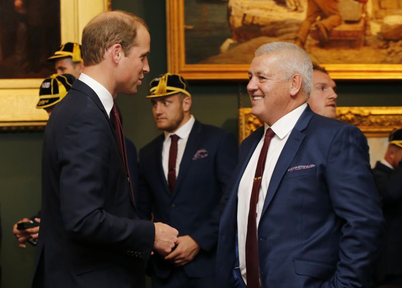 Wales head coach Warren Gatland shakes hands with Britainu00e2u20acu2122s Prince William during the welcome ceremony. u00e2u20acu2022 Reuters pic 