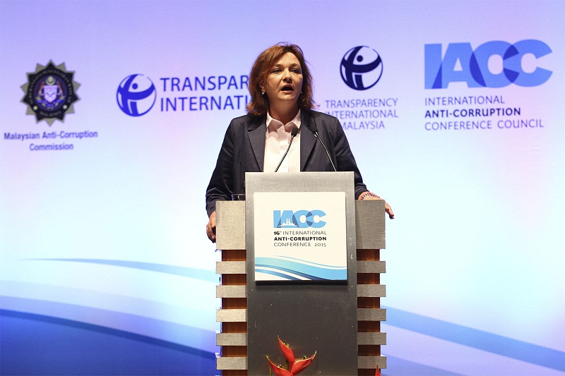 Vice-Chair of Transparency International, Elena Panfilova, delivers a speech at the International Anti-Corruption Conference, in Putrajaya, September 4, 2015. u00e2u20acu201d Picture by Yusof Mat Isa