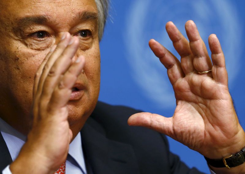United Nations High Commissioner for Refugees Antonio Guterres gestures during a news conference at the United Nations European headquarters in Geneva, in this August 23, 2013 file photo. u00e2u20acu201d Reuters pic