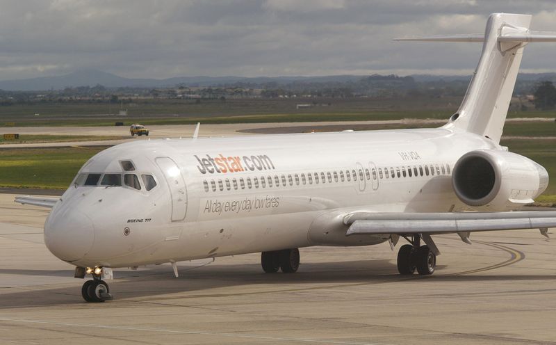 A Jetstar Boeing 717 taxis to the terminal at Tullamarine Airport in Melbourne, July 19, 2004. u00e2u20acu201d AFP pic