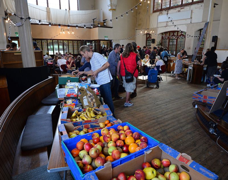 Food items displayed at a Real Junk Food Project (RJFP) cafe in a Church in Brighton, southeast England. u00e2u20acu201d AFP pic