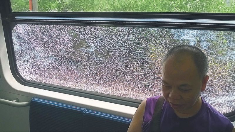 Commuters say the shattered glass poses a safety hazard. u00e2u20acu201d Picture by Jonathan Edward