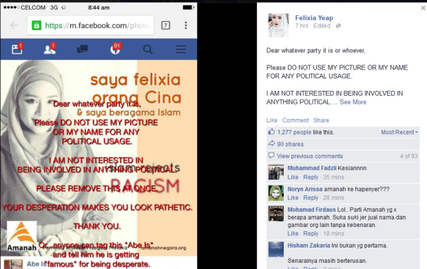 Malacca Amanah Youth tendered an effusive open apology to Yeap on her Facebook page today for using an image her clad in a tudung for a promotional political poster. u00e2u20acu201d Facebook screenshot