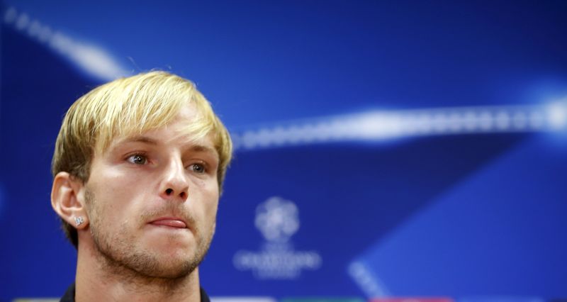 Barcelonau00e2u20acu2122s Ivan Rakitic at a news conference on the eve of their Champions League group E match against Bayer Leverkusen in Sant Joan Despi, outside Barcelona, September 28, 2015. REUTERS/Sergio Perez