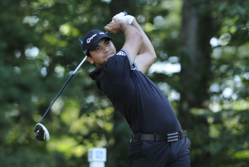 Sep 5, 2015; Norton, MA, USA; Jason Day hits his tee shot on the 9th hole during the second round at the Deutsche Bank TPC of Boston. Mandatory Credit: Mark Konezny-USA TODAY Sports