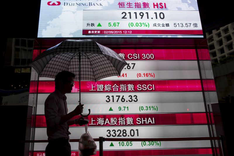 A man walks past a panel displaying figures of China stock indexes and Hang Seng Index at the financial Central district in Hong Kong, September 2, 2015. u00e2u20acu201d Reuters pic
