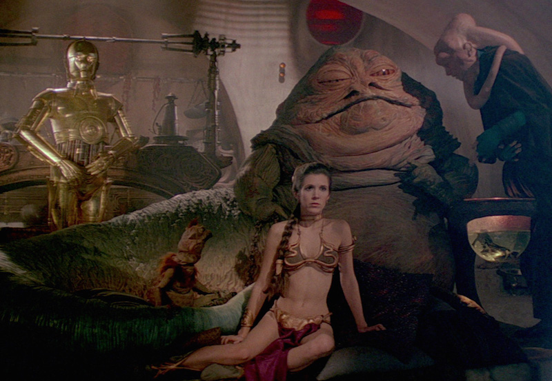 Carrie Fisher as Princess Leia enslaved by Jabba the Hutt in 1983u00e2u20acu2122s u00e2u20acu02dcReturn of the Jedi.u00e2u20acu2122
