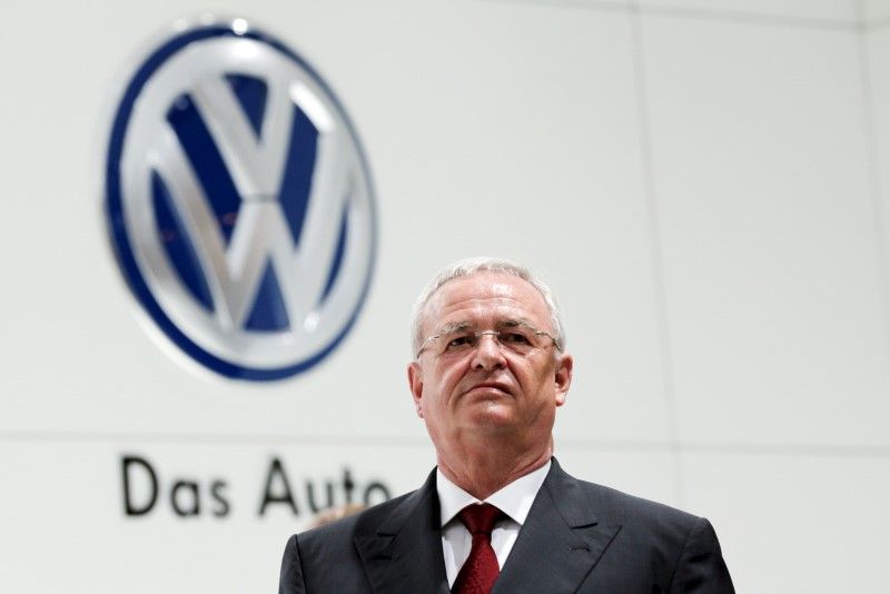Martin Winterkorn stands at the Volkswagen booth at the world's largest industrial technology fair, the Hannover Messe, in Hanover, April 13, 2015. u00e2u20acu201d Reuters pic