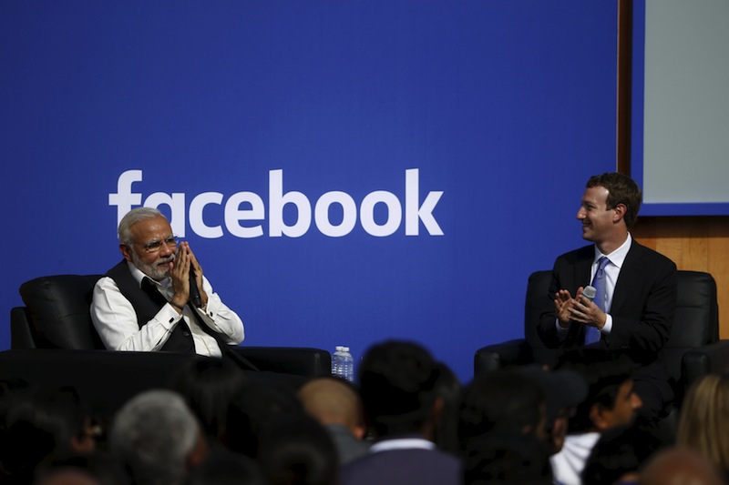 Indian Prime Minister Narendra Modi with Facebook CEO Mark Zuckerberg on stage after a town hall at Facebook's headquarters in Menlo Park, California September 27, 2015.u00c2u00a0u00e2u20acu201d Reuters pic