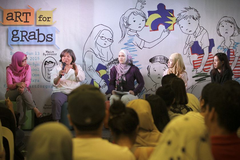 The panel speakers for the 'Siapa bilang gadis Melayu tak melawan?' forum organised by Projek Dialog at the Art for Grabs festival at Petaling Jaya on Sept 12, 2015.